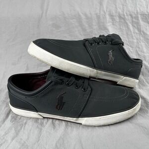 POLO RALPH LAUREN Faxon Low Mens 11D Leather Navy Boat Shoes Casual Preppy Pony